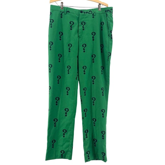 Funsuits Other - Funsuits The Riddler Suit Pants Mens 34x32 Green Question Mark Cosplay Comic Con